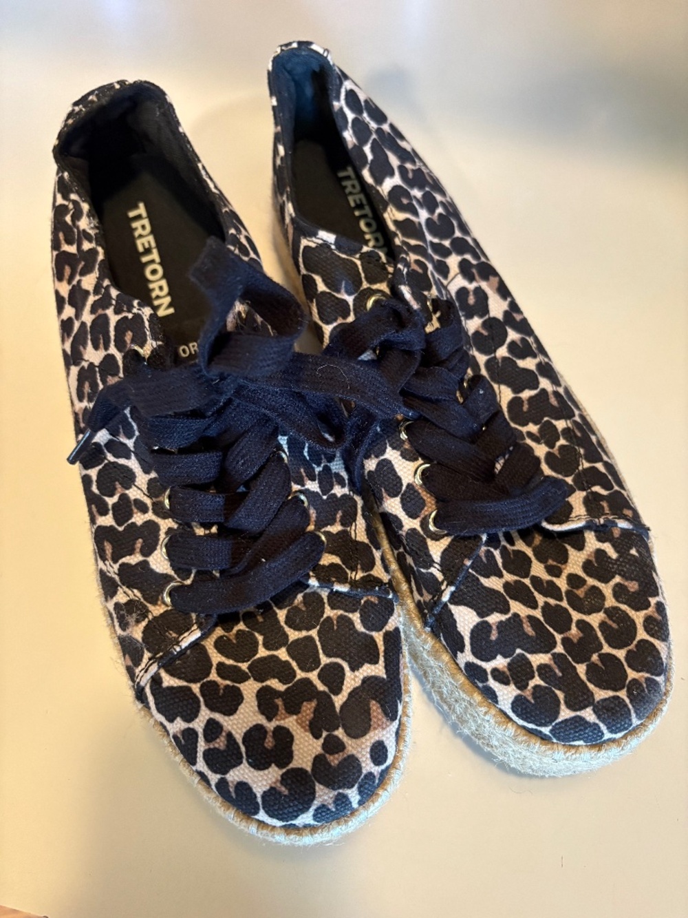 Tretorn Leopard Espadrille sneakers.  Cotton